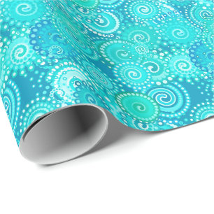Papel De Regalo Modelo del remolino del fractal, sombras del azul