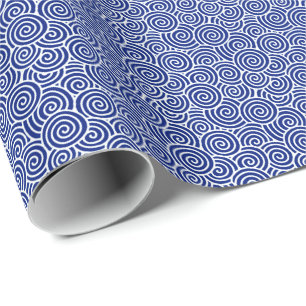 Papel De Regalo Modelo del remolino del japonés - azules marinos 