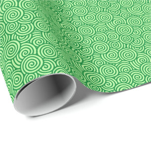 Papel De Regalo Modelo del remolino del japonés - pino y verde