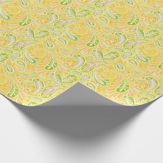 Papel De Regalo Modelo del verde amarillo y de la púrpura de (Esquina)