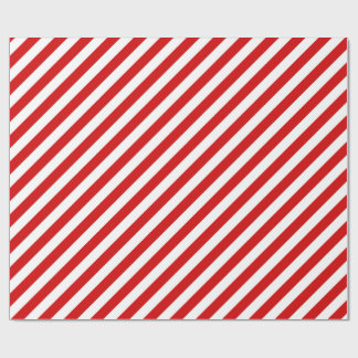 Papel De Regalo Modelo diagonal rojo y blanco de las rayas