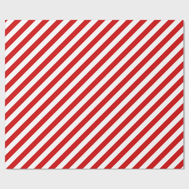 Papel De Regalo Modelo diagonal rojo y blanco de las rayas (Superficie plana)