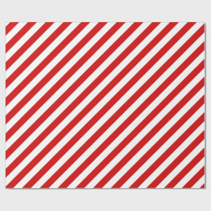 Papel De Regalo Modelo diagonal rojo y blanco de las rayas