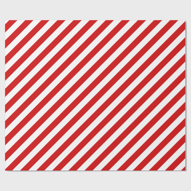 Papel De Regalo Modelo diagonal rojo y blanco de las rayas (Superficie plana)