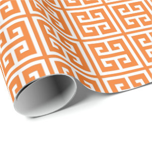 Papel De Regalo Modelo dominante griego anaranjado de la mandarina