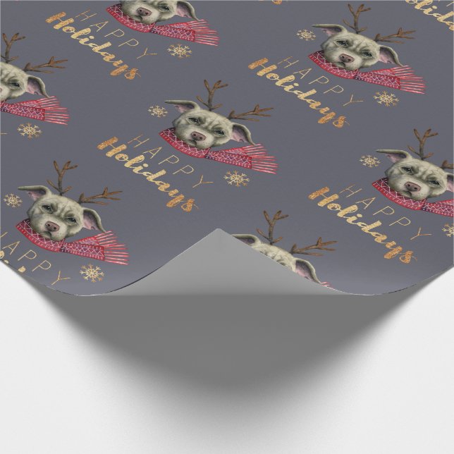 Papel De Regalo Modelo el | del perro del reno del navidad buenas (Esquina)