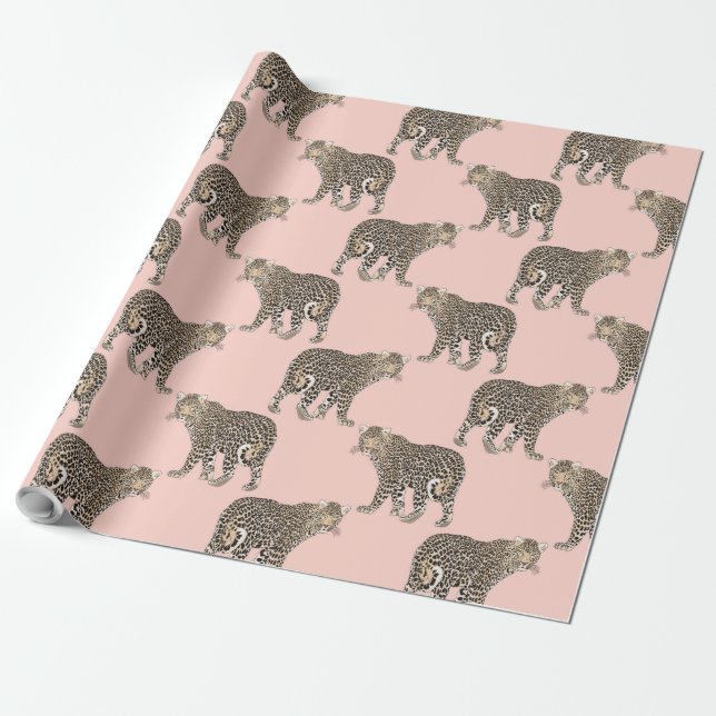 Papel De Regalo Modelo elegante de moda del animal del leopardo (Desenrollado)