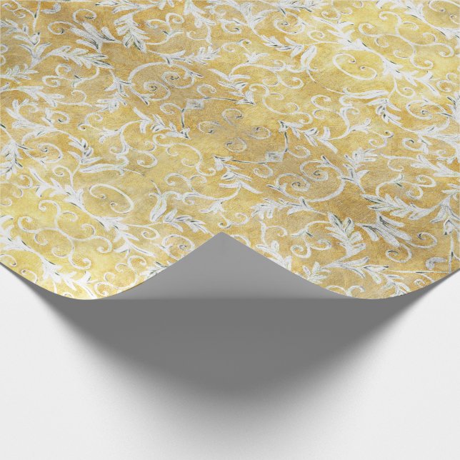 Papel De Regalo Modelo elegante del damasco del oro (Esquina)