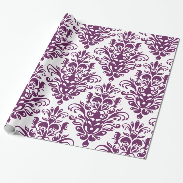 Papel De Regalo Modelo elegante púrpura y blanco caliente del (Desenrollado)