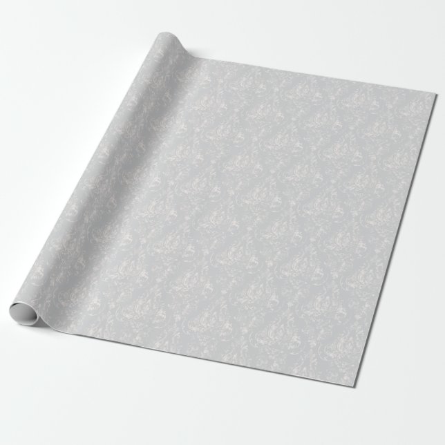 Papel De Regalo Modelo envejecido plata del damasco (Desenrollado)