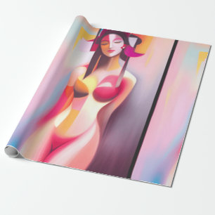 Papel De Regalo Modelo femenina con ojos cerrados posando en Thund