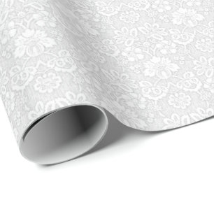 Papel De Regalo Modelo floral blanco del damasco