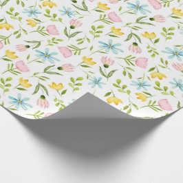 Papel De Regalo Modelo floral de la primavera de la acuarela