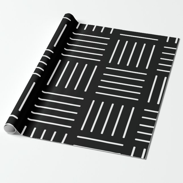 Papel De Regalo Modelo geométrico abstracto - blanco y negro. (Desenrollado)