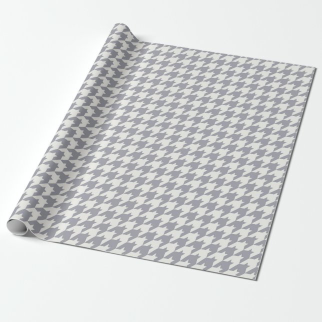 Papel De Regalo Modelo gris de la materia textil de Houndstooth (Desenrollado)
