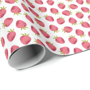 Papel De Regalo Modelo inconsútil de la fresa rosada dulce