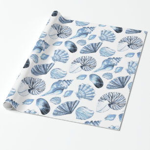 Papel De Regalo Modelo inconsútil de los Seashells en azul