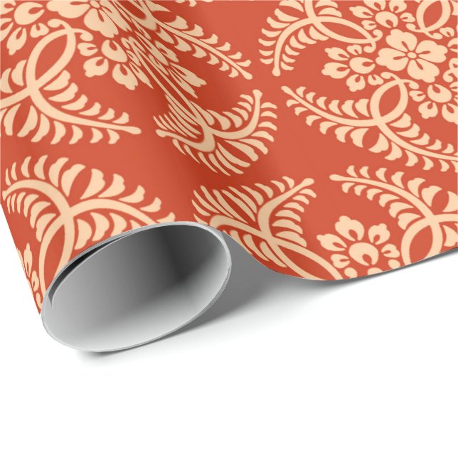 Papel De Regalo Modelo japonés del medallón, mandarina (Esquina del rollo)