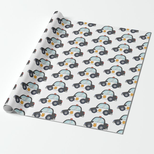Papel De Regalo Modelo lindo del coche policía (Desenrollado)