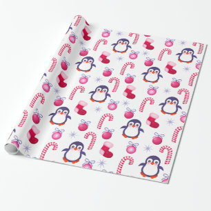 Papel De Regalo Modelo lindo del navidad rosado y blanco con los