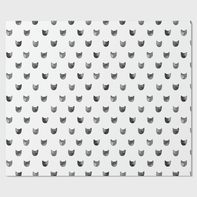 Papel De Regalo Modelo lindo elegante blanco y negro del gato (Superficie plana)
