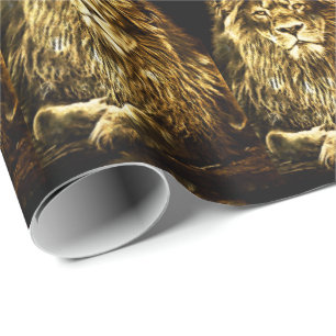 Papel De Regalo Modelo Majestic Gold Lions