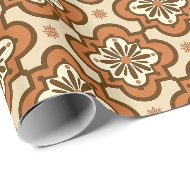 Papel De Regalo Modelo marroquí de la teja - moho y moreno (Esquina del rollo)