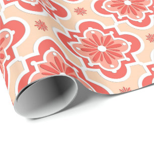 Papel De Regalo Modelo marroquí de la teja - sombras del naranja