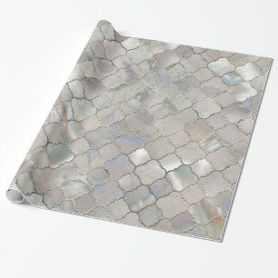 Papel De Regalo Modelo marroquí de Quatrefoil nacarado
