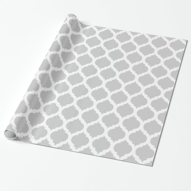 Papel De Regalo Modelo marroquí gris y blanco (Desenrollado)
