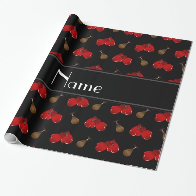Papel De Regalo Modelo negro conocido personalizado del boxeo (Desenrollado)