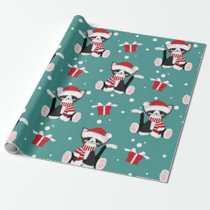 Papel De Regalo Modelo negro del gatito del navidad