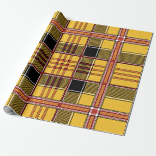 Papel De Regalo Modelo negro rojo de la tela escocesa del amarillo