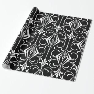 Papel De Regalo Modelo negro y blanco del art déco