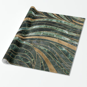 Papel De Regalo Modelo ondulado de mármol verde
