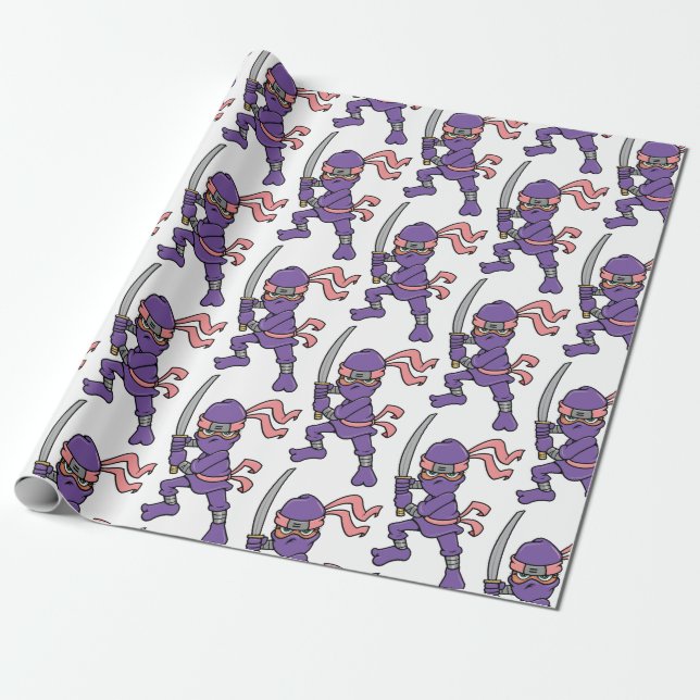 Papel De Regalo Modelo púrpura adaptable de Ninja (Desenrollado)