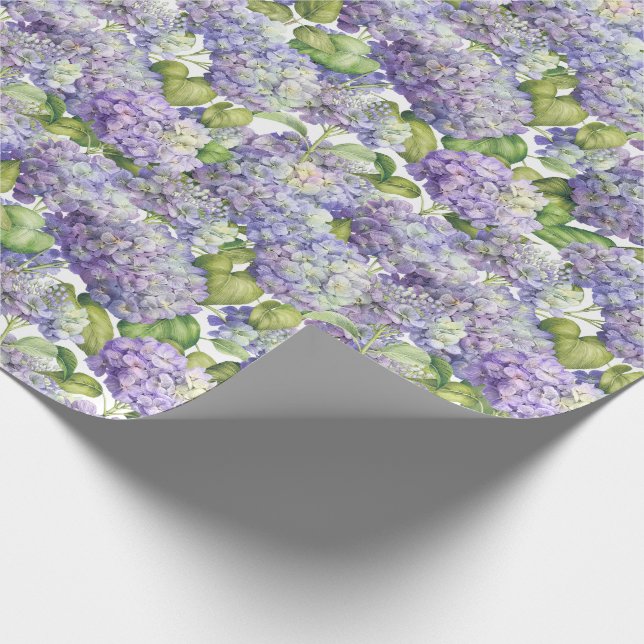 Papel De Regalo Modelo púrpura floral del Hydrangea (Esquina)