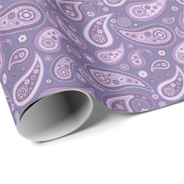 Papel De Regalo Modelo púrpura retro de Paisley (Esquina del rollo)