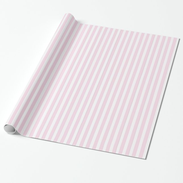 Papel De Regalo Modelo rayado del rosa y blanco (Desenrollado)