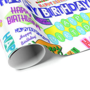 Papel De Regalo Modelo retro dinámico del feliz cumpleaños de la