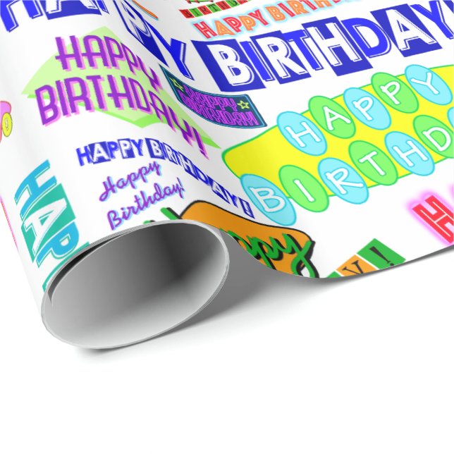 Papel De Regalo Modelo retro dinámico del feliz cumpleaños de la (Esquina del rollo)