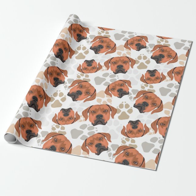 Papel De Regalo Modelo Rhodesian Ridgeback de las patas del perro (Desenrollado)