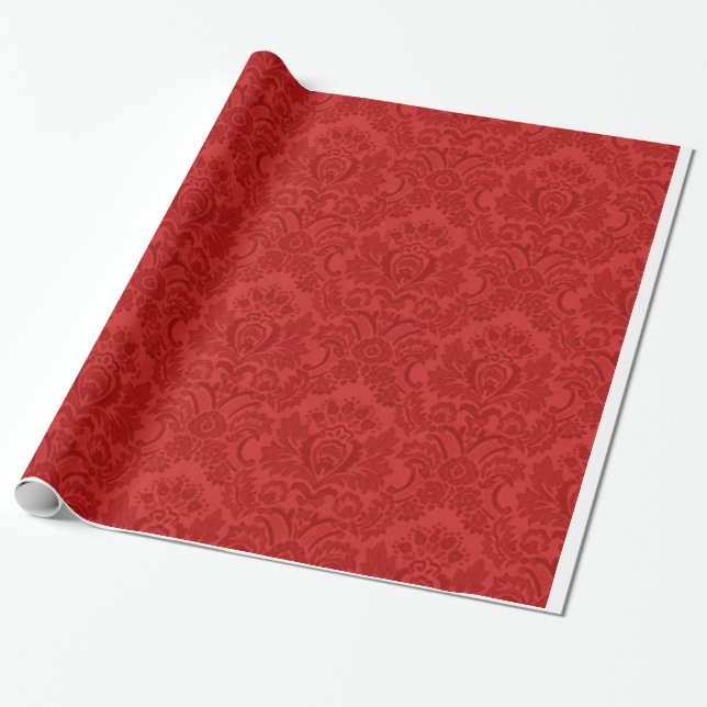 Papel De Regalo Modelo rojo del damasco (Desenrollado)