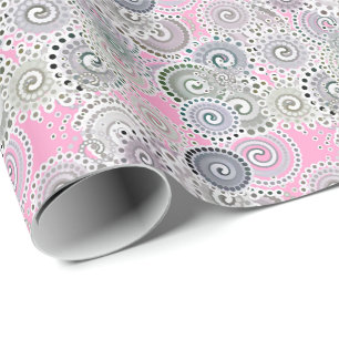 Papel De Regalo Modelo, rosa y gris del remolino del fractal