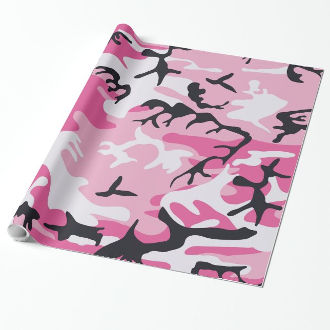 Papel De Regalo Modelo rosado del camuflaje de Camo (Desenrollado)