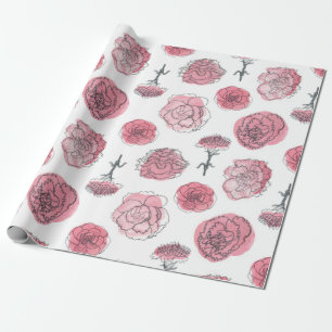 Papel De Regalo Modelo rosado del clavel