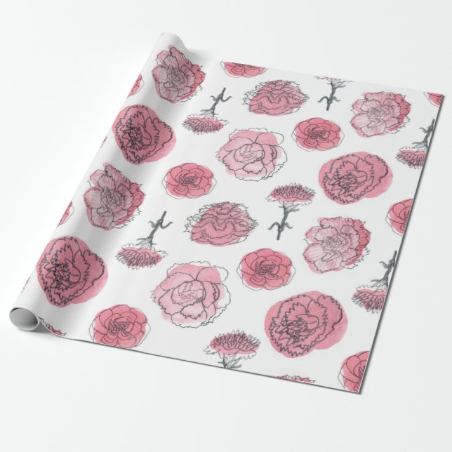 Papel De Regalo Modelo rosado del clavel (Desenrollado)