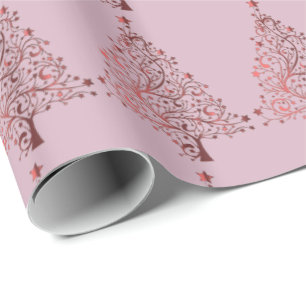 Papel De Regalo Modelo rosado suave decorativo del árbol de