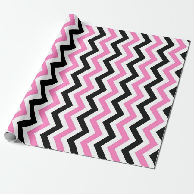 Papel De Regalo Modelo rosado y negro del galón (Desenrollado)