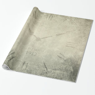 Papel De Regalo Modelo rústico del manuscrito del reloj del